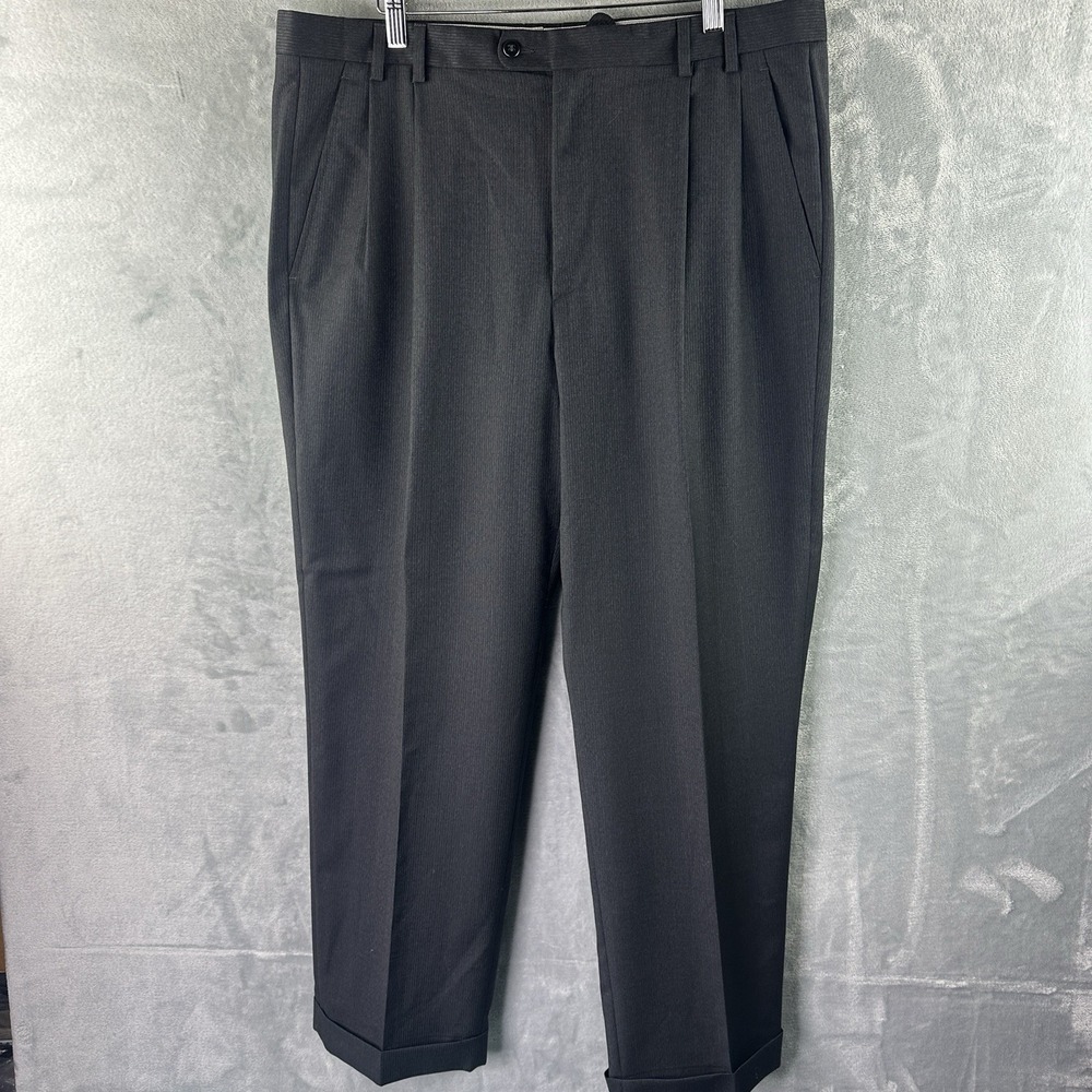 Zanella Craig Papillon Mens Wool Dress Pants Gray Pleated Cuffed Size 36x29 USA*